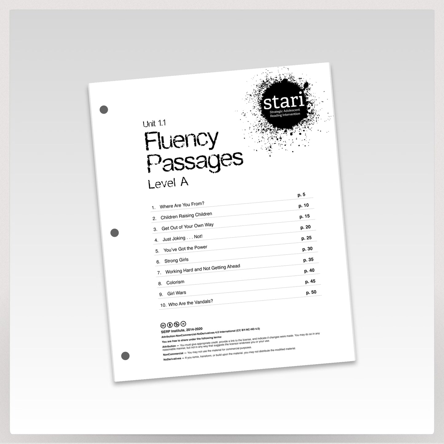 STARI 1.1 Student Fluency A