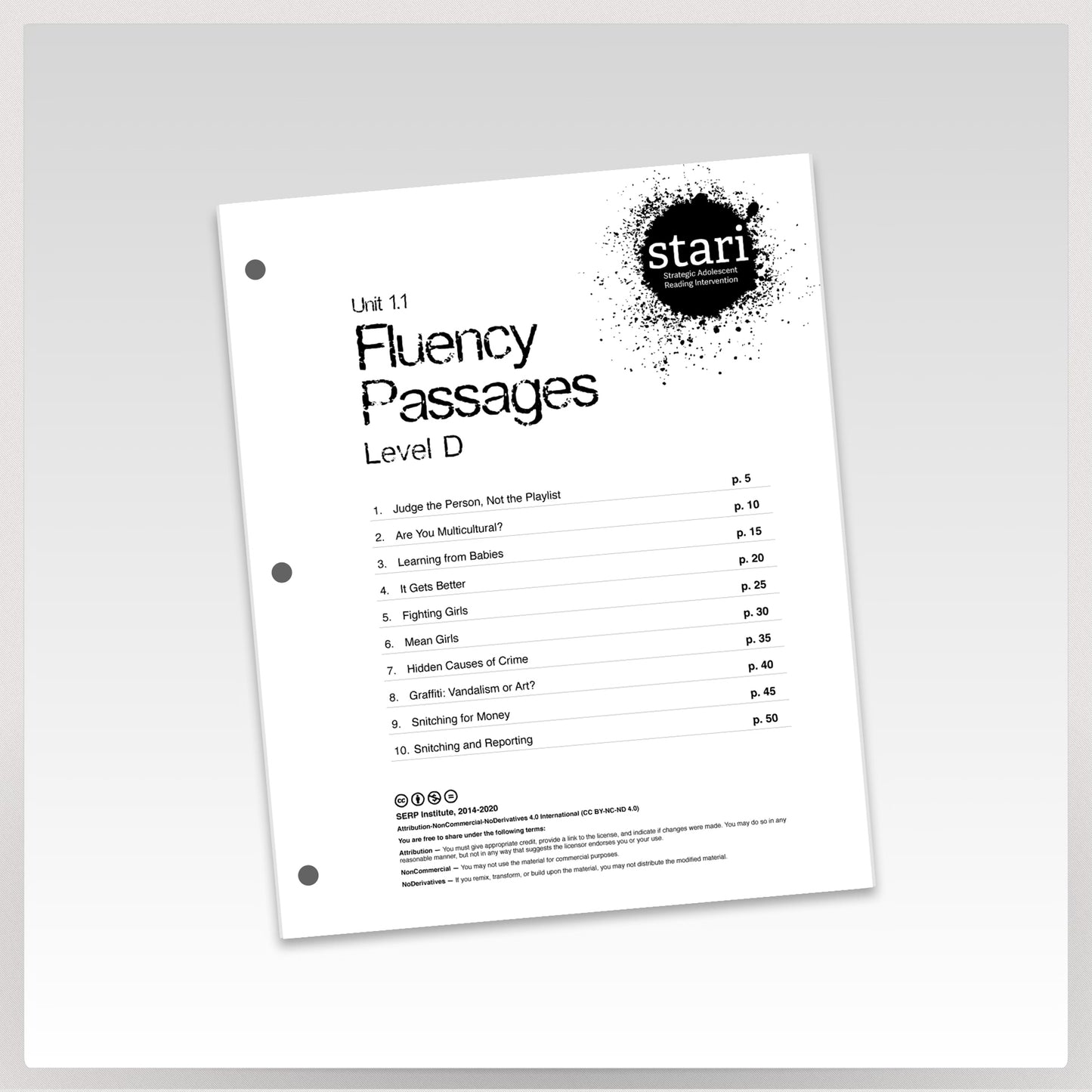 STARI 1.1 Student Fluency D