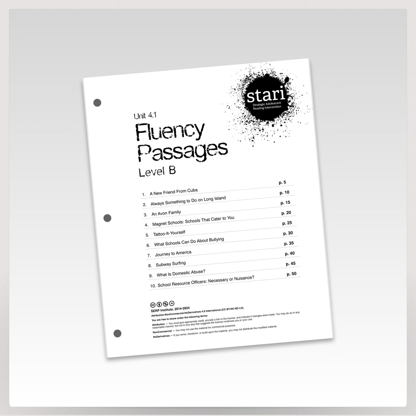 STARI 4.1 Student Fluency B
