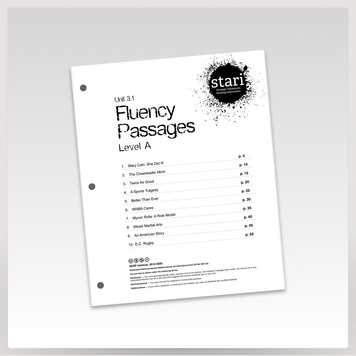 STARI 3.1 Student Fluency A