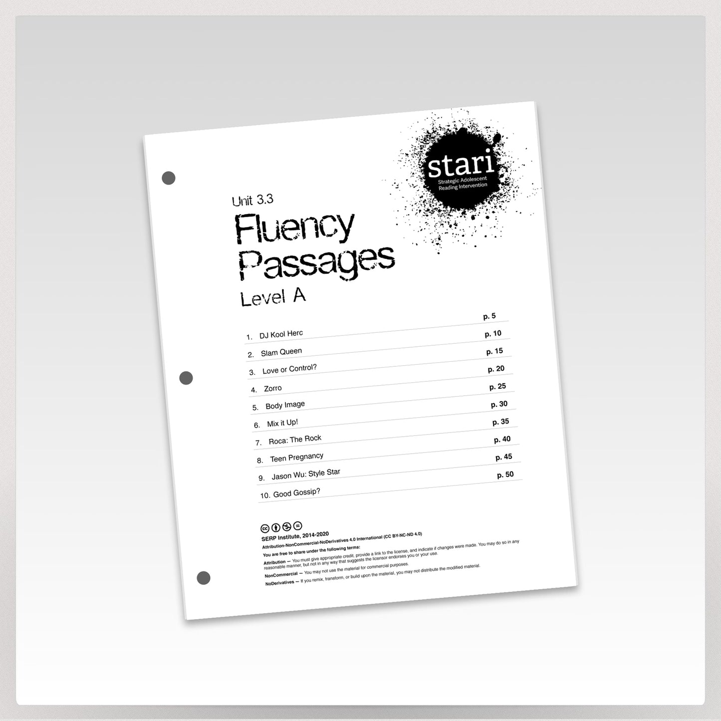 STARI 3.3 Student Fluency A