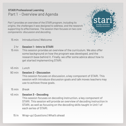 STARI Live Virtual Professional Learning - July 28 & 30, 2026