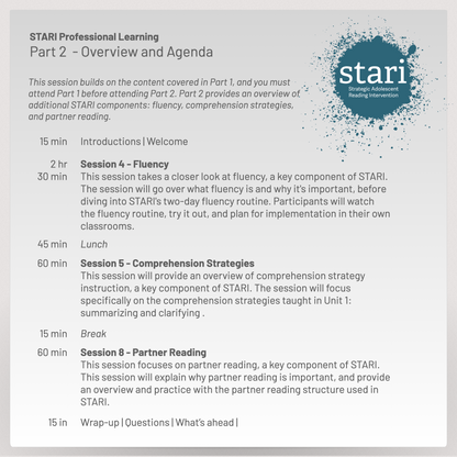 STARI Live Virtual Professional Learning - July 28 & 30, 2026