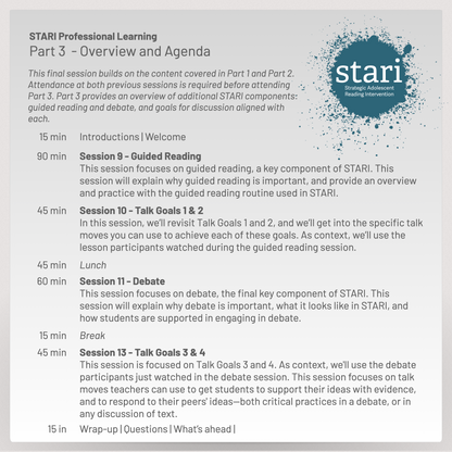 STARI Live Virtual Professional Learning - July 28 & 30, 2026